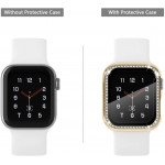 Wholesale Crystal Diamond Rhinestone Case with Built In Tempered Glass Screen Protector for Apple Watch Series 6/5/4/SE [44mm] (Gold)